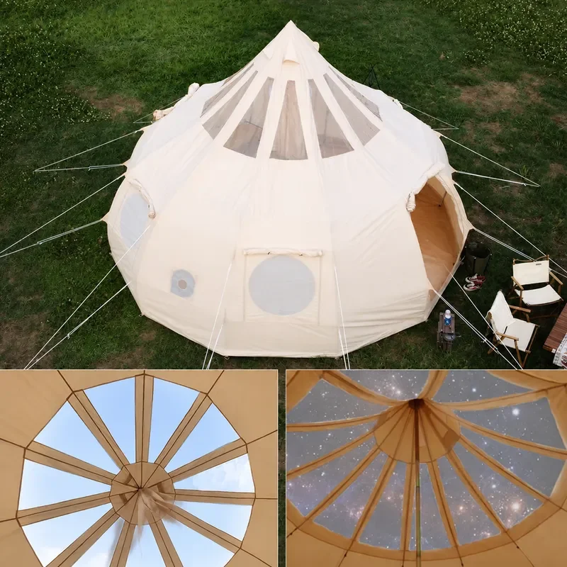 Outdoor Camping Water Drop Lotus Cotton Tent Rainproof Four Seasons Ball Tent for Picnic and Hotel Style Glamping