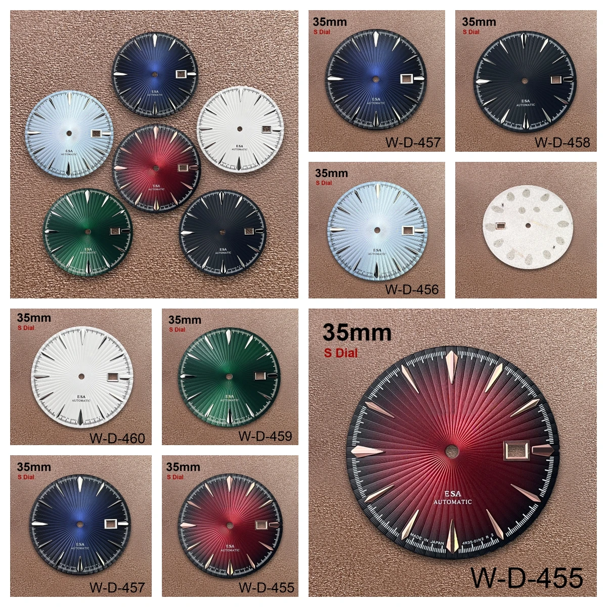 

35mm S Logo Cocktail Dial Suitable For NH35 Japan Movement High-Quality Red Gradient Dial Watch Modification Accessories
