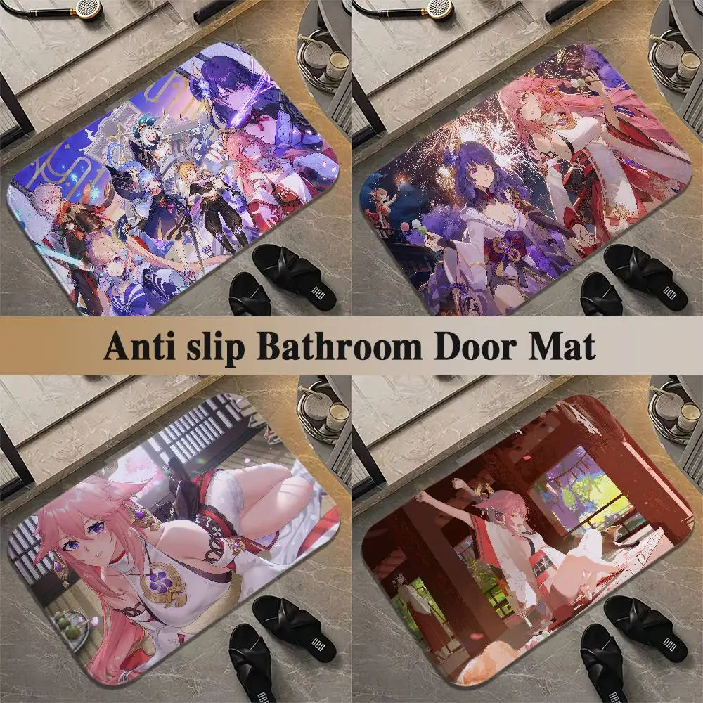 

Genshin Impact Yae Miko Floor Mat Printed Large Carpets Living Room And Bedroom Carpets Bathroom Anti Slip Door MATS Small Ca