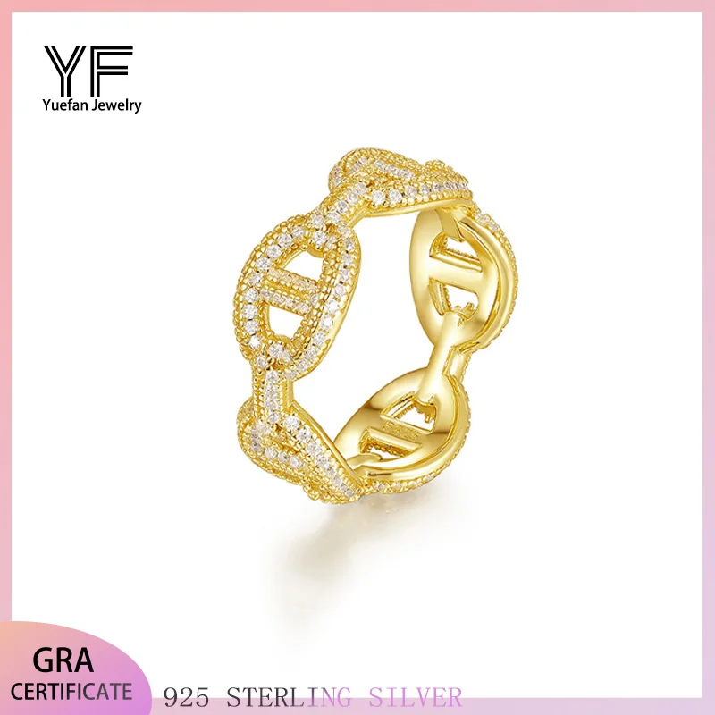 

Мужское кольцо из стерлингового серебра S925 с муассанитом, позолоченное 18 карат, уникальный подарок в стиле хип-хоп, Рождественский, Новый год