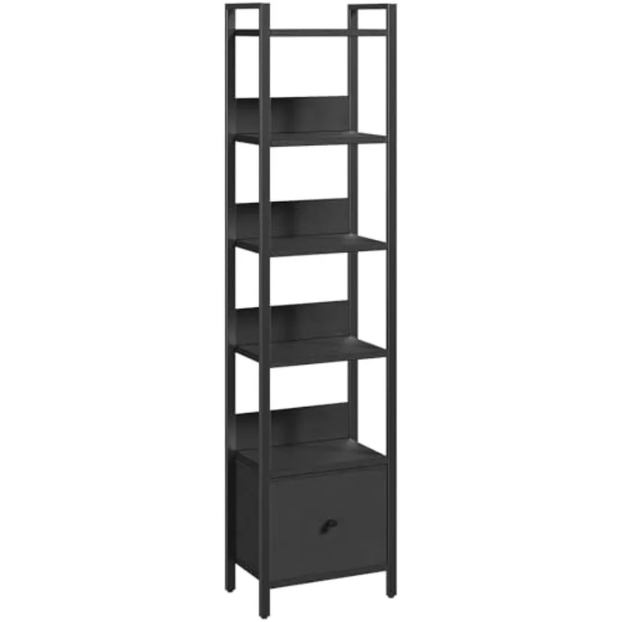 

Книжный шкаф с 6 полками и выдвижным ящиком, компактный стеллаж для хранения в малогабаритных помещениях, органайзер для гостиной, спальни, кабинета