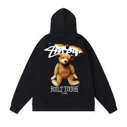 New Designer Bear Printed Cotton Trendy Brand American Street Men's And Women's Sweater Casual Loose Versatile Couple Hoodie