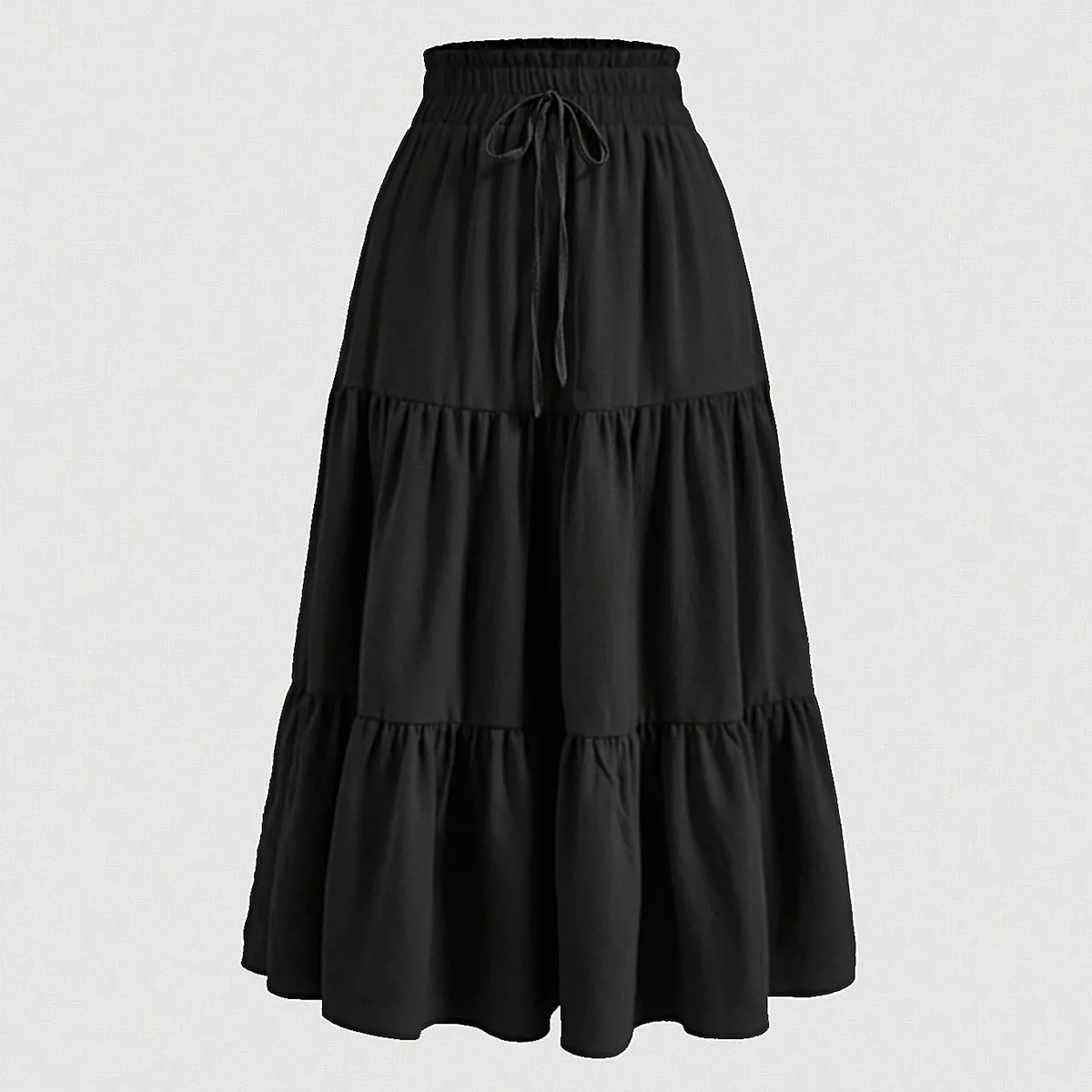 

Fashion Simple Flower Print Long Skirt Women Summer Bohemian Layered Cake Elastic Waist A-line Skirt All-match Female Clothing