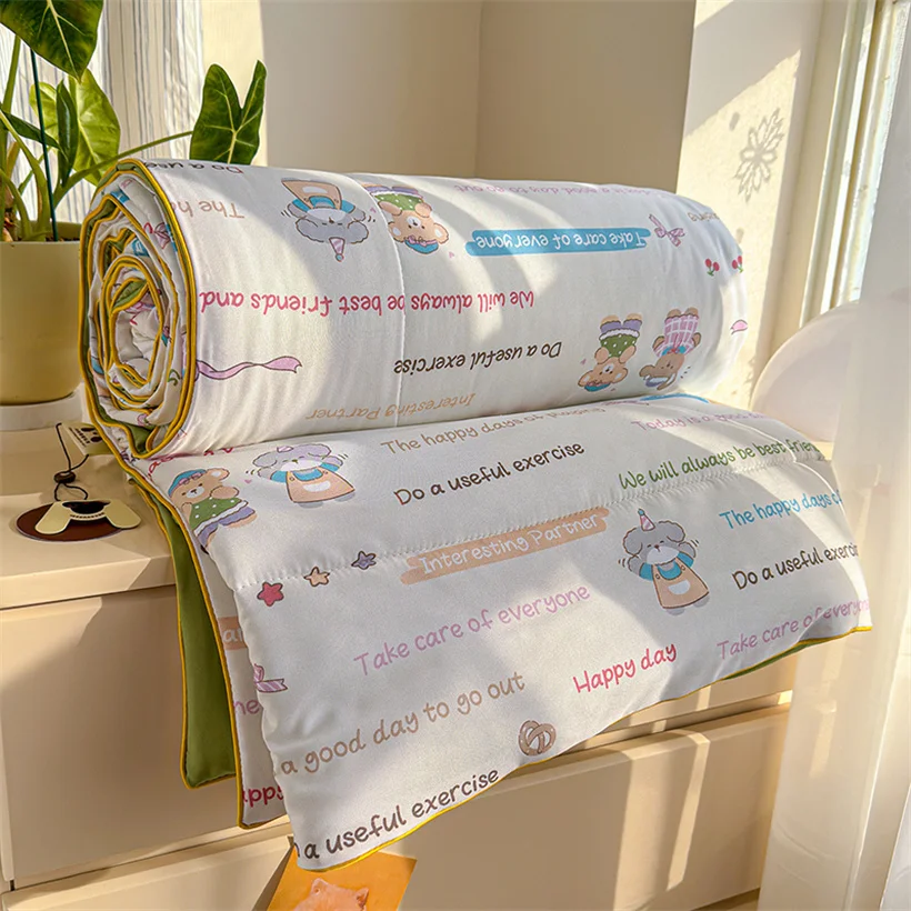 Soft Skin-friendly Summer Quilt Washed Cotton 7A Antibacterial Lightweight Air Conditioner Comforter Blanket Washable Machine