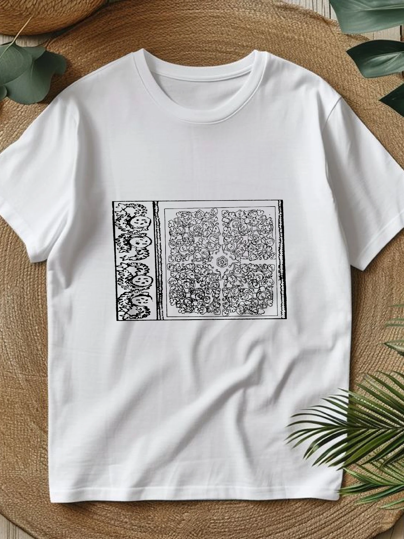

Women's T-shirts Chinese style y2k tops Y2k Harajuku Casual 100% cotton Abstract Floral Design Artwork printed tee graphic t