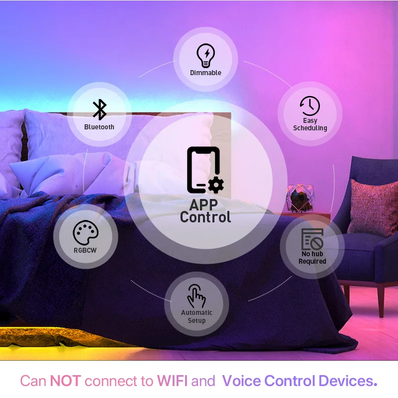 Tuya Smart Light Bulbs Bluetooth App Control A60 LED Light Bulb with Color Changing 9W 85-265V Music Sync 2700K-6500K