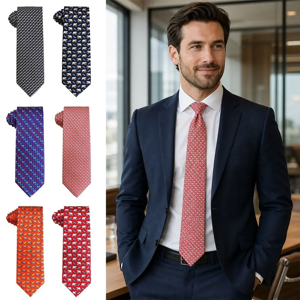 Elegant New Silk Men's Tie Trendy Business Formal Business Tie Casual Wear Animal Print Formal Tie Accessories for Men