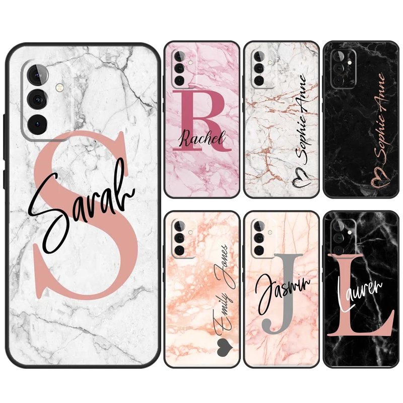 PERSONALIZED MARBLE INITIAL NAME Case For Samsung Galaxy A33 A53 A13 A12 A32 A52 A14 A34 A54 A15 A25 A35 A55 A71 A51 Coque