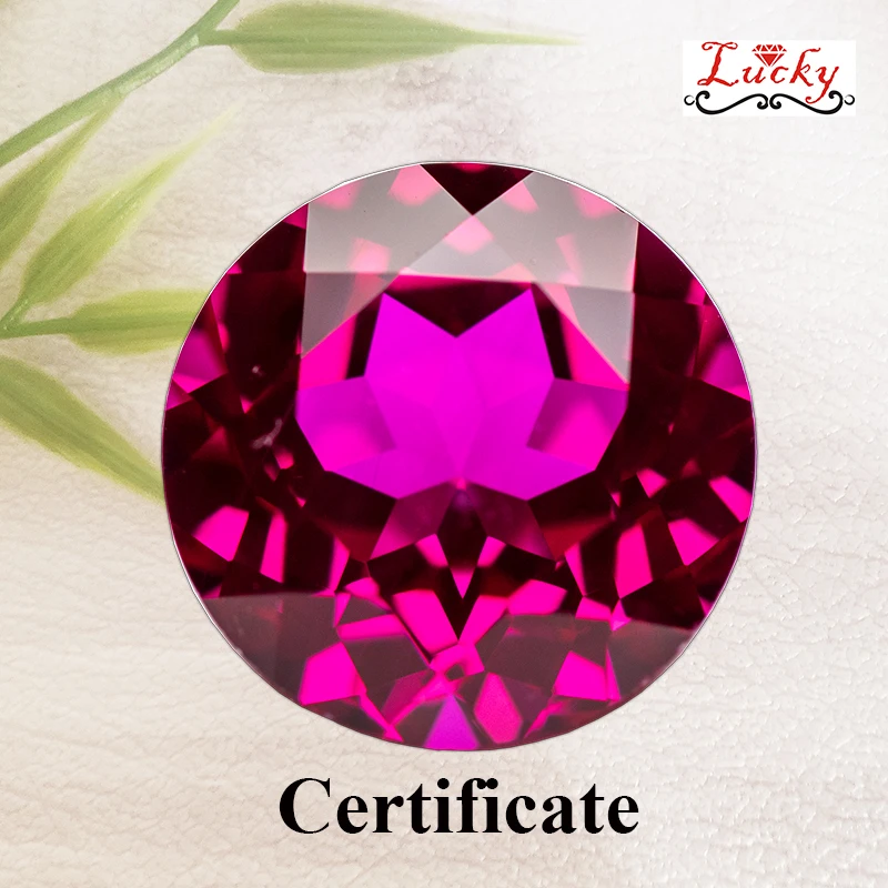 

Lab Grown Ruby Round Shape Top Quality Rubellite Color Charm Beads for Diy Jewelry Making Materials Selectable AGL Certificate