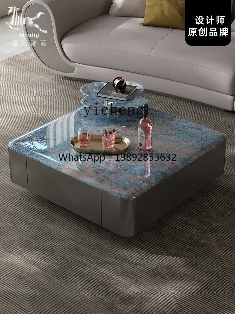 TV Cabinet Modern Minimalist Square Creative Small Apartment Home Stainless Steel Coffee Table Storage