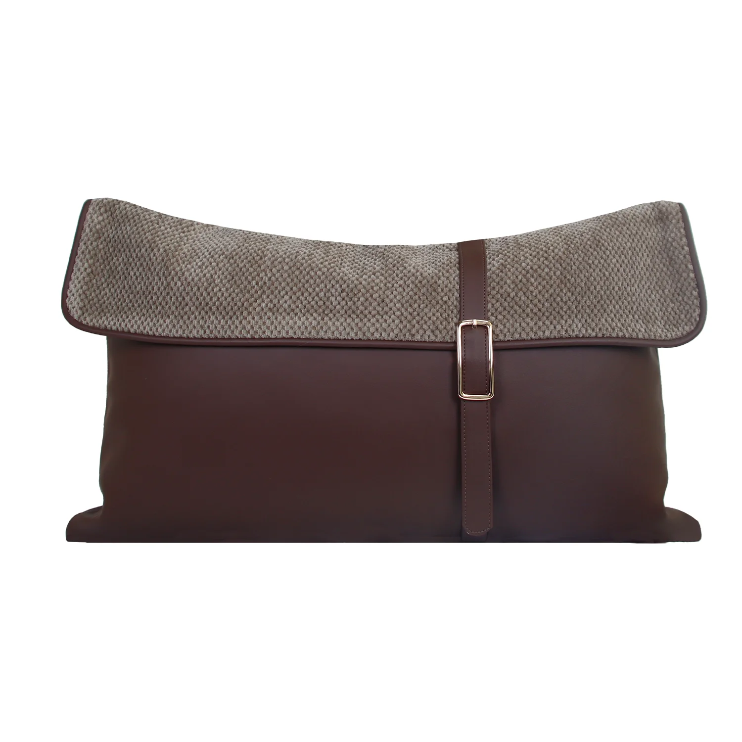 Minimalist Style Envelope Lumbar Cushion Cover PU Leather With Metal Buckle Ornament Decorative Waist Pillow For Hotel Sofa Home
