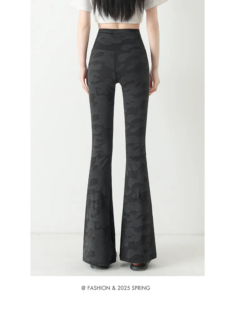 레깅스 복부 및 엉덩이 리프팅 요가 바지를 착용하는 여성용 하이 웨이스트 위장 상어 바지