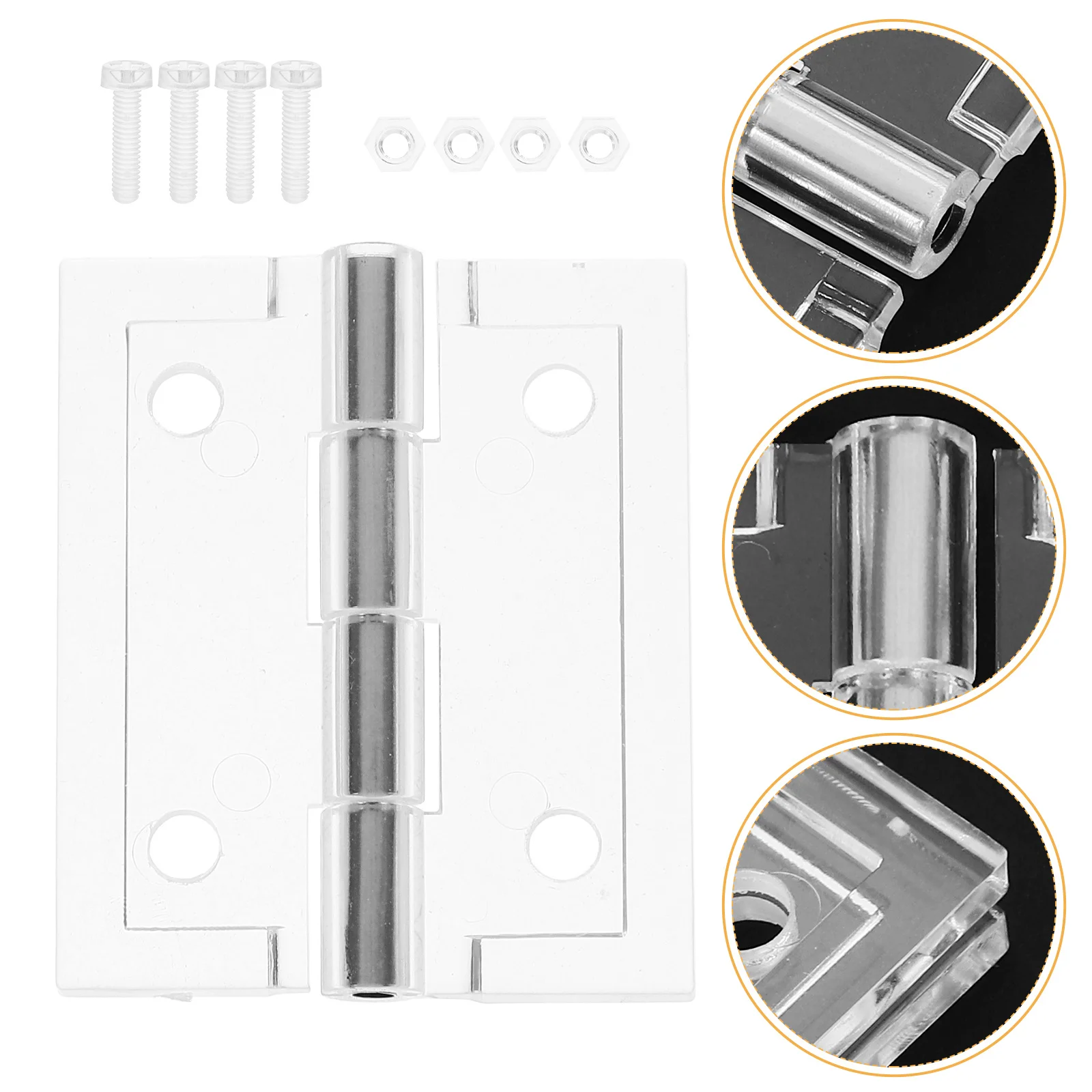 

2Pcs Clear Acrylic Hinges Pre-Drilled Holes Included Screws Plastic Folding Cabinet Drawer Hinges Heavy Duty for Home Office
