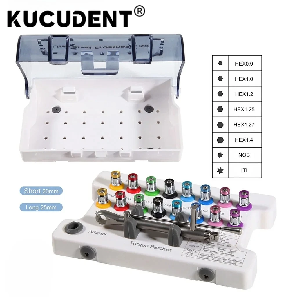 مجموعة أدوات ترميم زرع الأسنان الملونة مفتاح العزم مفك البراغي مجموعة سائق السقاطة العالمي للإصلاح الاصطناعي