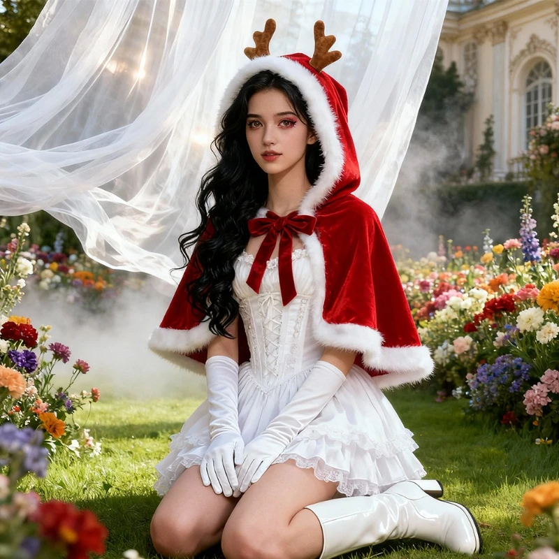 

2025 Winter Hot Sale Christmas Antlers Decoration Thick and Warm Design Cloak for Women