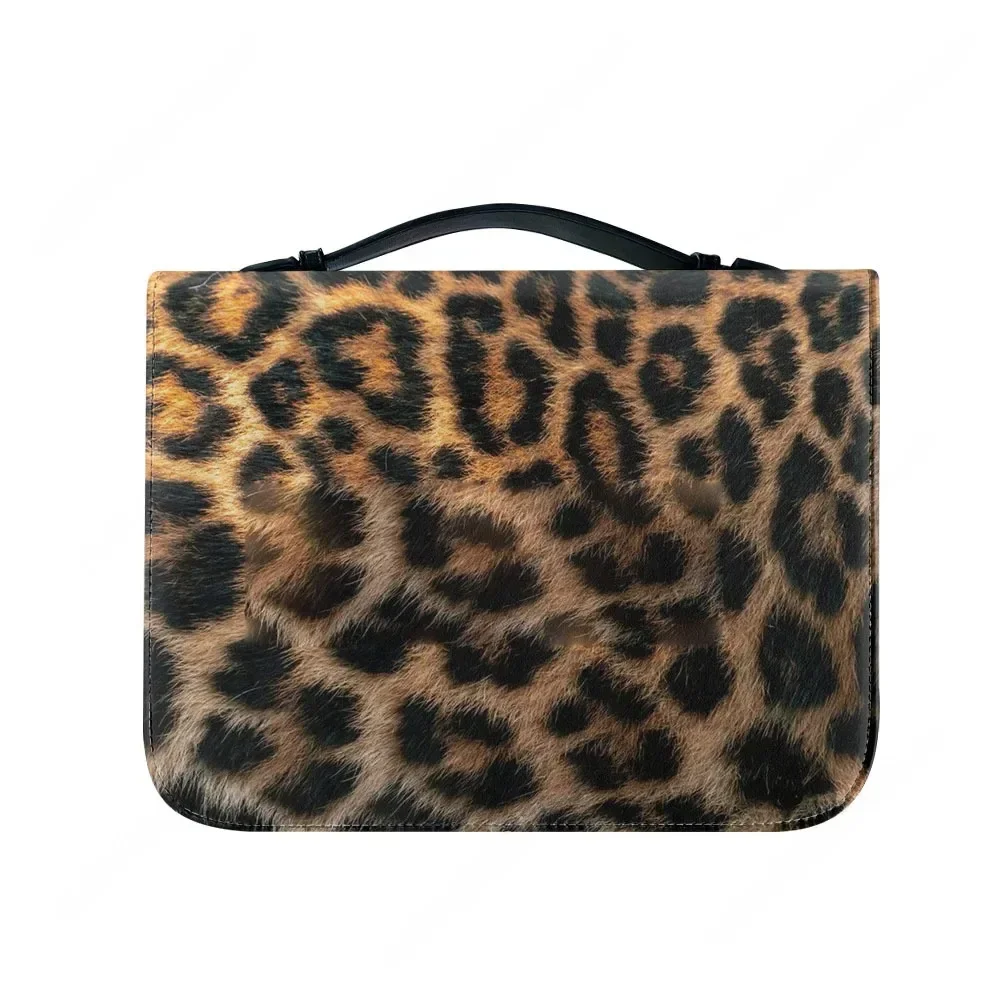 

Чехол для Библии с леопардовым принтом и градиентом, христианские подарки, персонализированный чехол, водонепроницаемая кожаная сумка с карманами, футляр для Библии