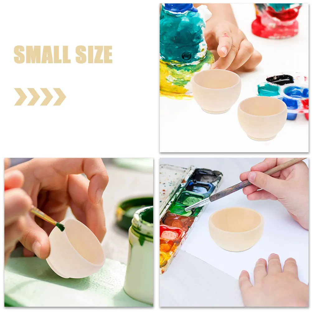 

20pcs Creative Wooden Bowls Small Decoration Unique Diy Blank Bowls For Crafts Unfinished Wood Projects Sewing