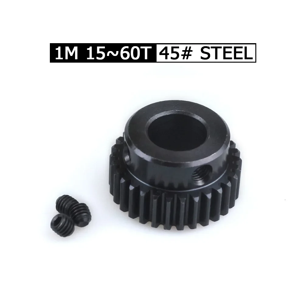 1Pcs Spur Gear Pinion 15T 16T 17T 18T 19T 20T 30T 36T 40T 48T 60T Mod 1 Steel Positive Gear CNC Gear Rack Wheel