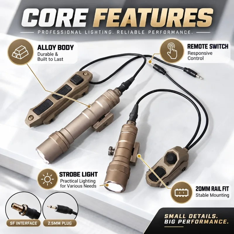 M300A Series Alloy Model Flashlight High Brightness Strobe Light with Remote Switch Fits 20mm Rail Hobby Accessory