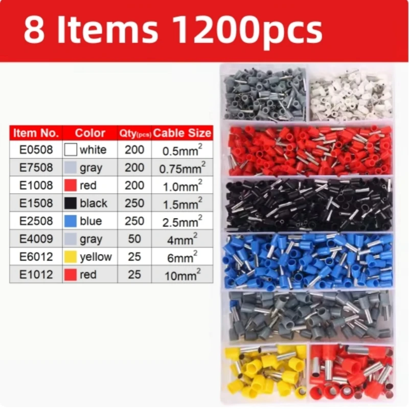 800/1200/1800PCS Single Box VE Tubular Crimp Terminals and With Pliers Kit Cable Electrical Connector,Insulated Wire Connectors