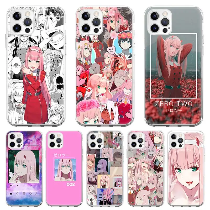 Anime 02 Darling Cute Back Soft Silicone Phone Case For Apple iPhone 11 12 Mini 14 15 Ultra 13 Pro XR X XS Max 7 Plus +8 6S SE