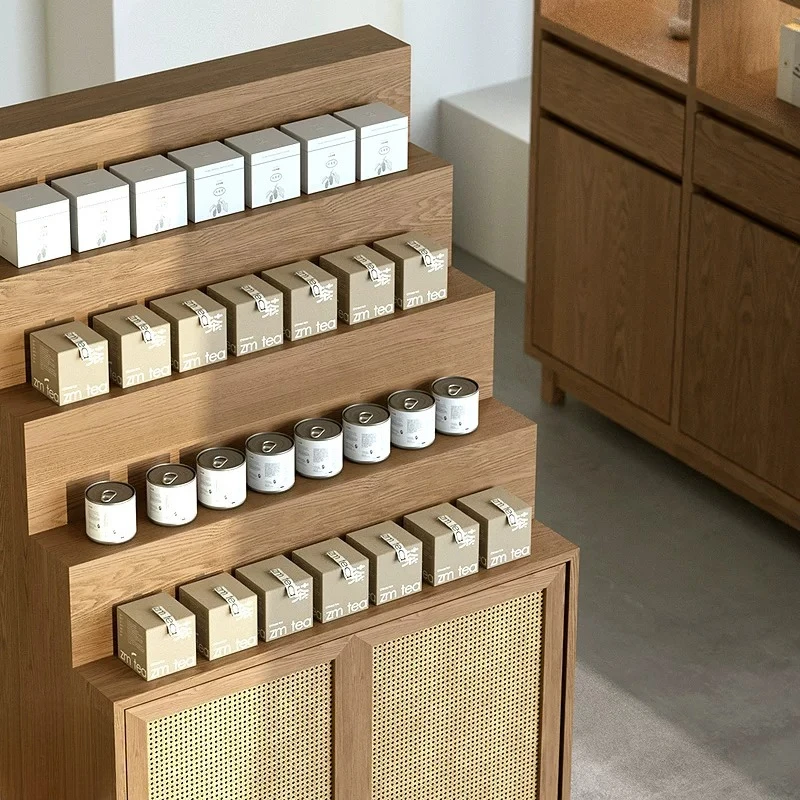 Multi-layer display cabinet shelves tea shop gifts merchandise shelves specialty literature and art calligraphy product display