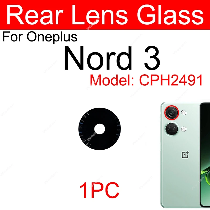 For Oneplus 1+ Nord 3 Rear Camera Lens Glass Back Camera Small Glass Lens with Sticker Replacement Parts