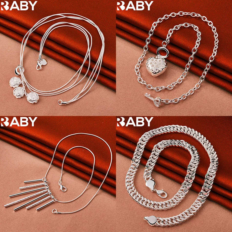 

URBABY 925 Sterling Silver 50cm Geometric Necklace For Women Men Anniversary Gift Popular Wild Fashion Romantic Jewelry