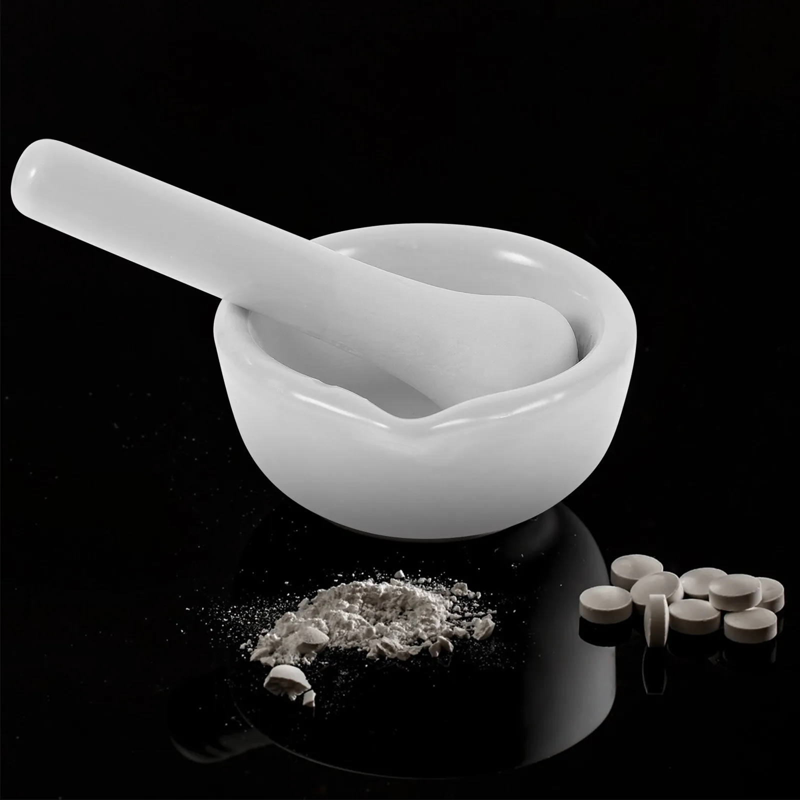 2Sets Kitchen Mortar Pestle For For Kitchen Clinical Porcelain Ergonomic Medicine Masher Bowl Grinding Tool Supplies