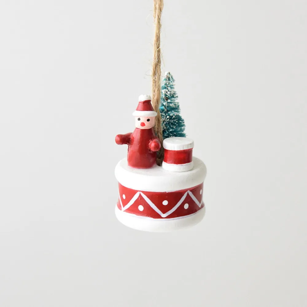 

Cute Resin Christmas Snowman Pendant Handmade Mini Small Drum Decoration Bear Christmas Tree Decoration Shop Display