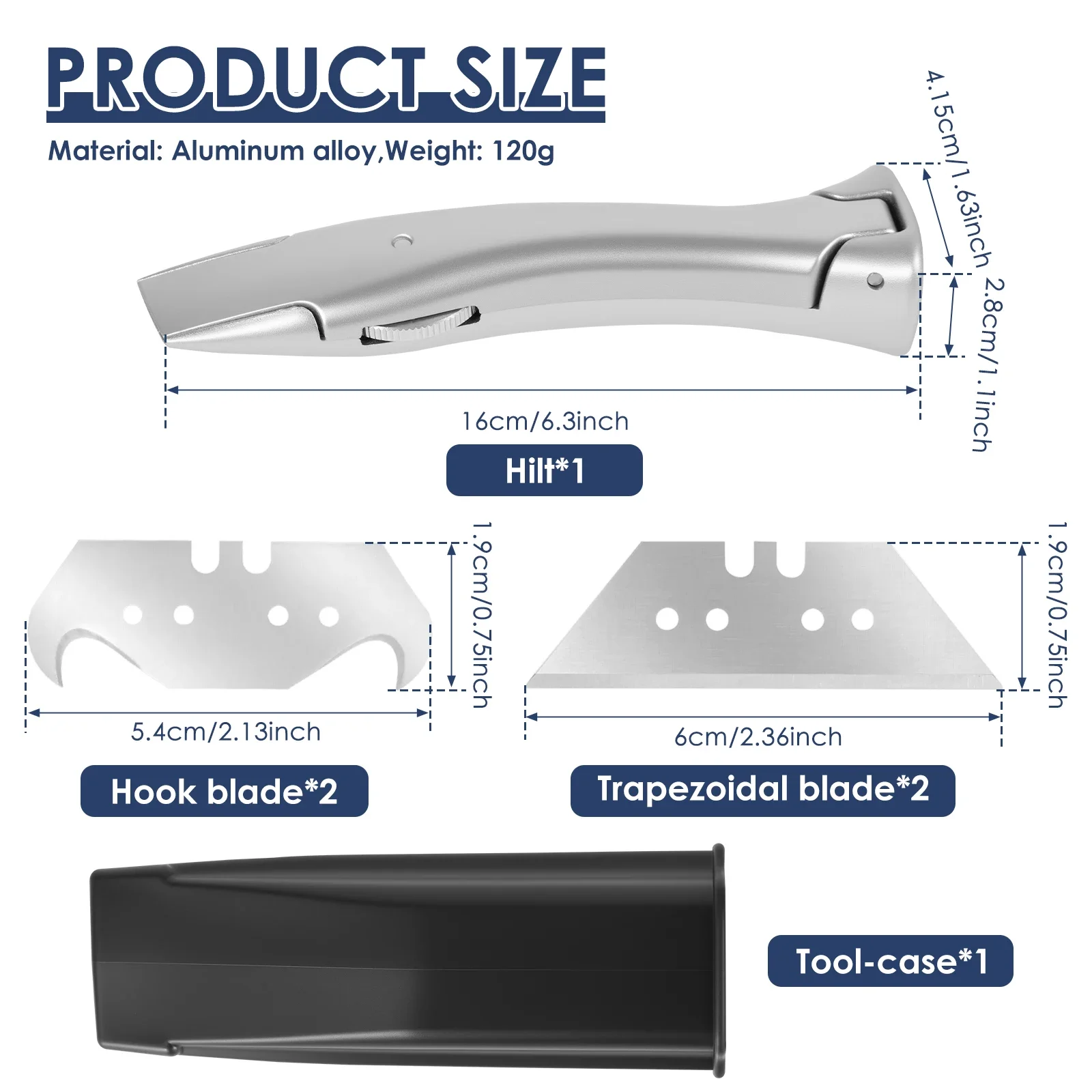 Ensemble de couteaux à tapis, couteau utilitaire avec lame de remplacement, coupe-tapis robuste, outil de coupe en alliage pour carton, tapis, plastique