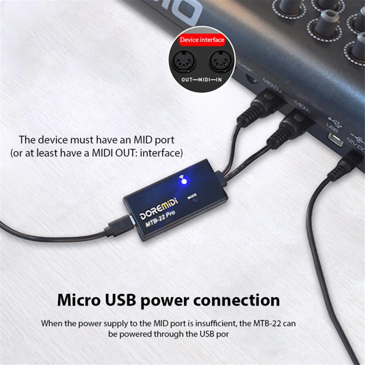 

AA85 Wireless BT 5.0 MIDI Adapter for Digital Pianos Electronic Keyboards - 5Pin Anti-Interference High Compatibility