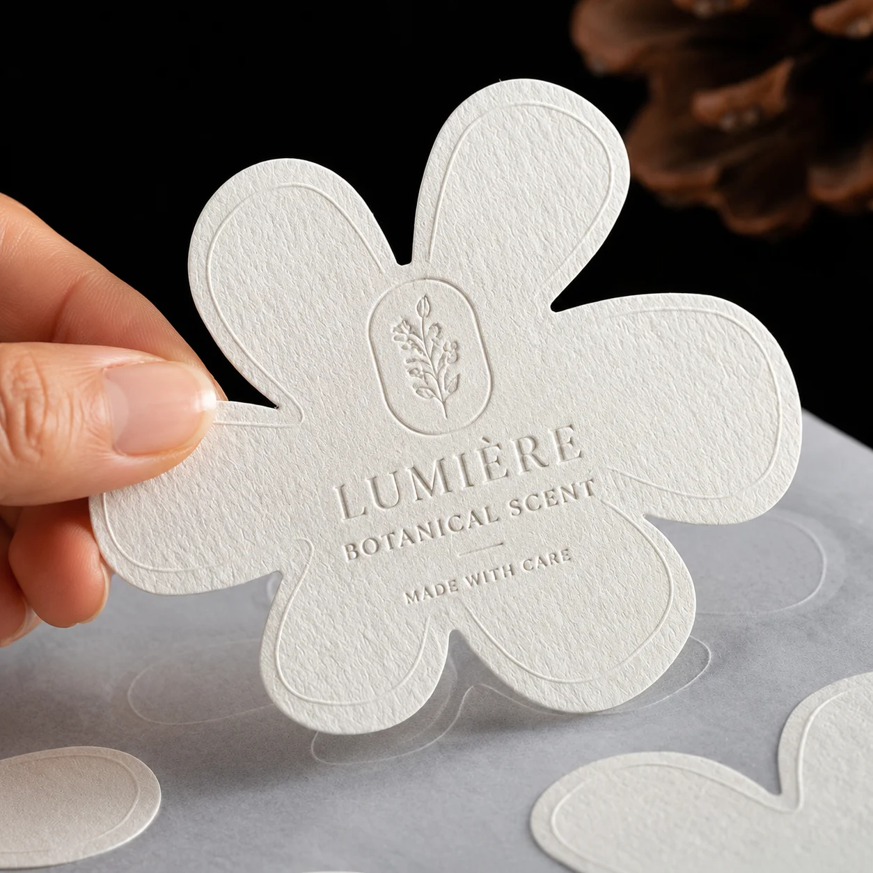 Customized environmental friendly 3D texture sticker label Concave convex multicolor luxury perfume candle packaging label