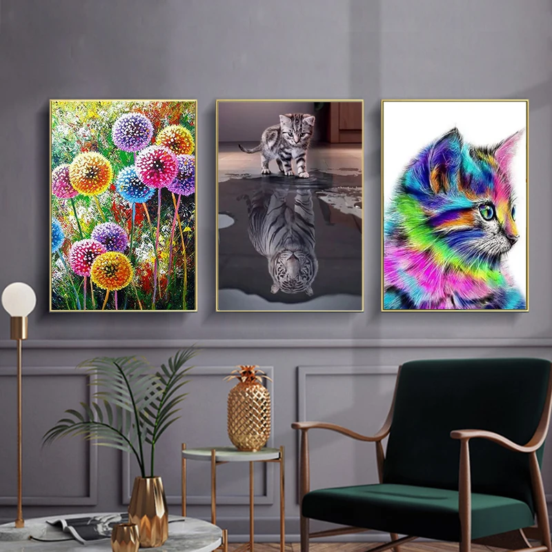 5D Diamond Painting Kit Parrot Deer Animal Mosaic DIY Dandelion Diamond Embroidery Rhinestone Home Decor Birthday Gift