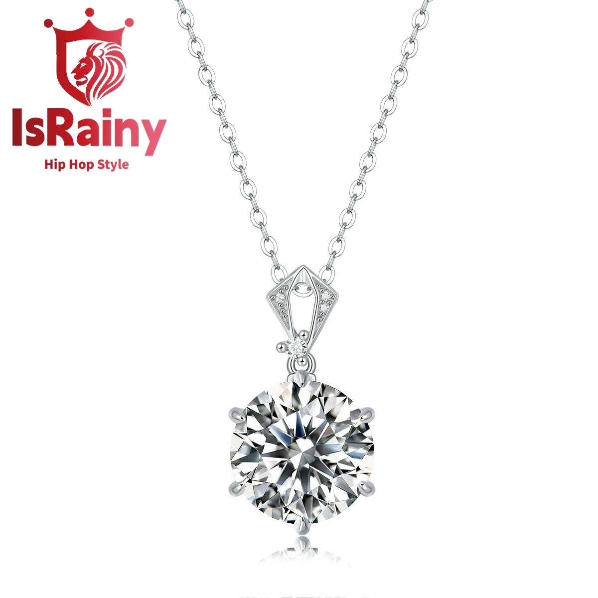 

IsRainy Hip Hop Rock 100% 925 Sterling Silver Sparkling GRA Moissanite Diamond Pendant Necklaces Fine Jewelry for Women Men Gift