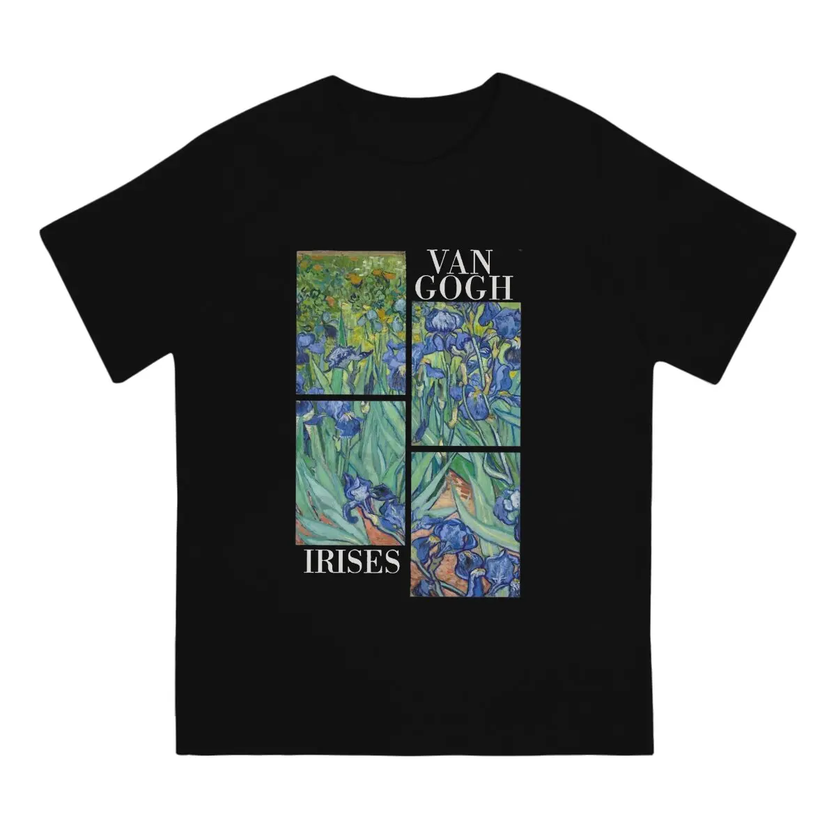 Irises Men T Shirt Vincent van Gogh Creative Tee Shirt Short Sleeve Round Collar T-Shirt 100% Cotton Summer Tops