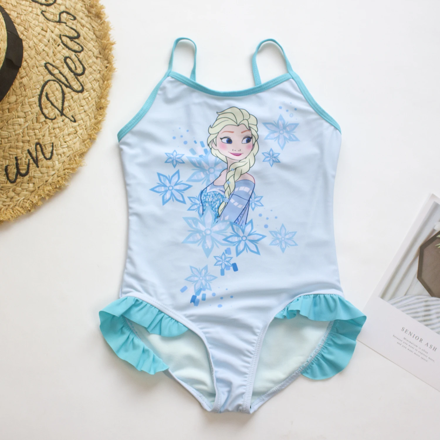 Print Summer Falbala Children Girls Kids One Piece Swimsuit Swimwear Princess Teen Kid Monikini 3-8 Years Beachwear Bathing Suit