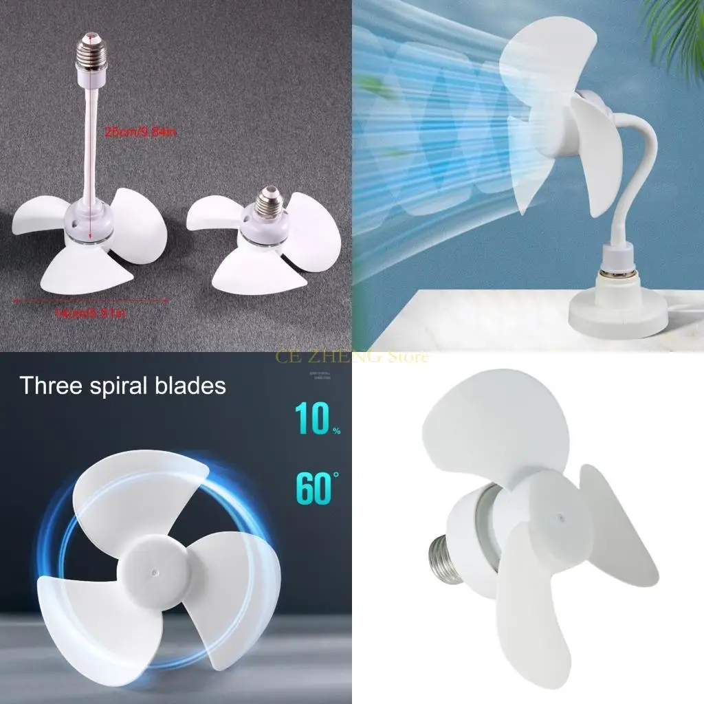 E56B Cooling Fan E27 Thread Ceiling Fan 360 Degree Adjustment 5.5inch Chandelier Fan