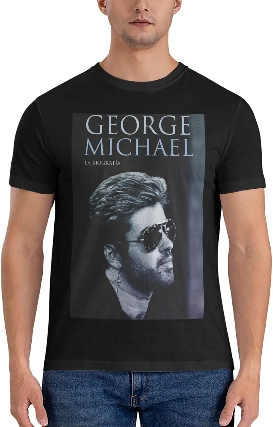 Męska letnia koszulka z wycięciem pod szyją dla Geor ge Michaels T-Shirt, koszulki z krótkim rękawem w stylu retro