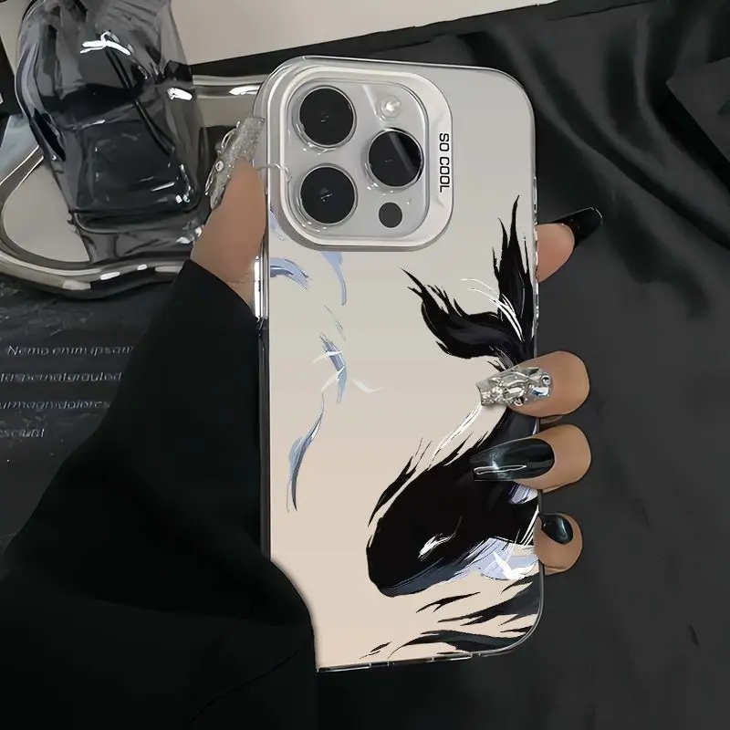 

Black whale design phone case for iPhone 16 15 14 13 12 11 Pro/ Max/Plus shock-proof rear cover anti-fingerprint