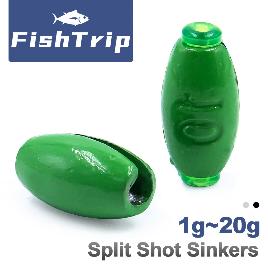 FishTrip 10Pcs Rubber Grip Sinkers Fishing Split Shot Sinker Weight Terminal Accessories