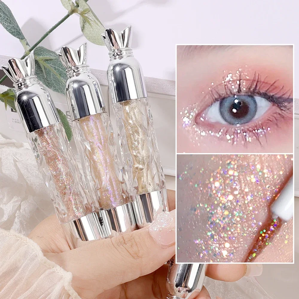 Diamond Shiny Liquid Eyeshadow Eye Liner Stick Waterproof Sequins Glitter Highlighter Eyeliner Silkworm Pen Eyes Makeup Cosmetic