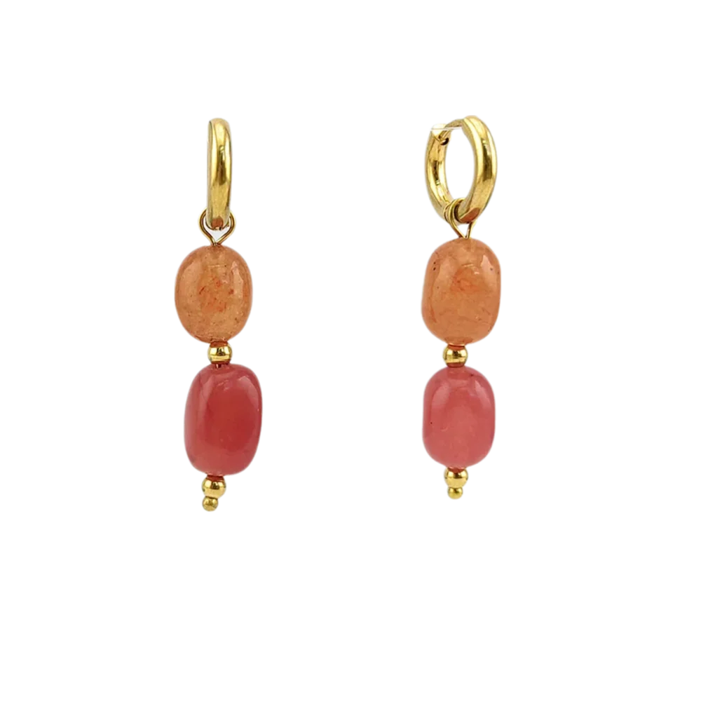 HUIDANG Earrings With Stones New In Woman Green Stone Autumn Earrings Stainless Steel Hoop Boucles D'Orailles