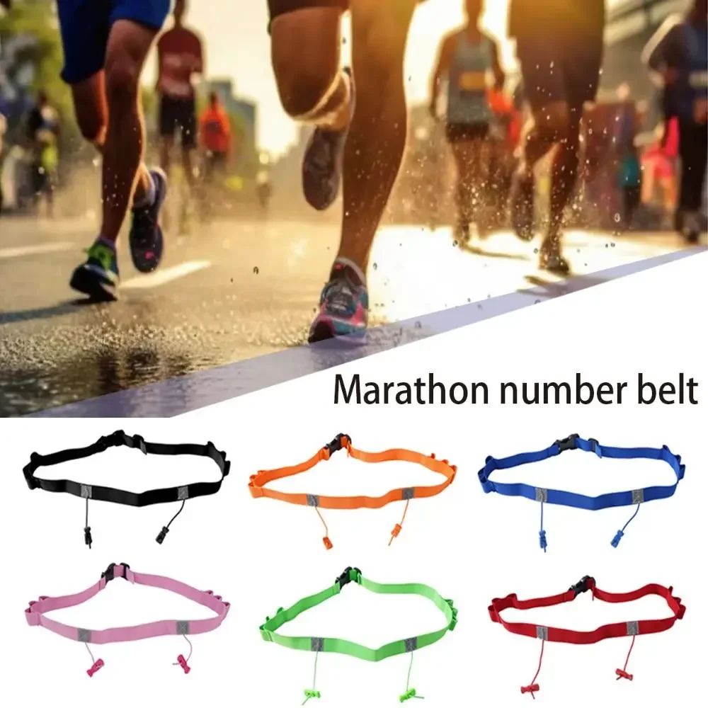 Durable Polyester Running Number Belt Multicolour Unisex Triathlon Waist Belt Adjustable Marathon Race Belt