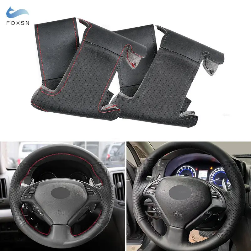 Car Steering Wheel Leather Cover Braid Fabric Trim For Infiniti G37 G35 G25 EX35 EX25 EX37 Q60 QX50 Q40 IPL G Coupe Accessories