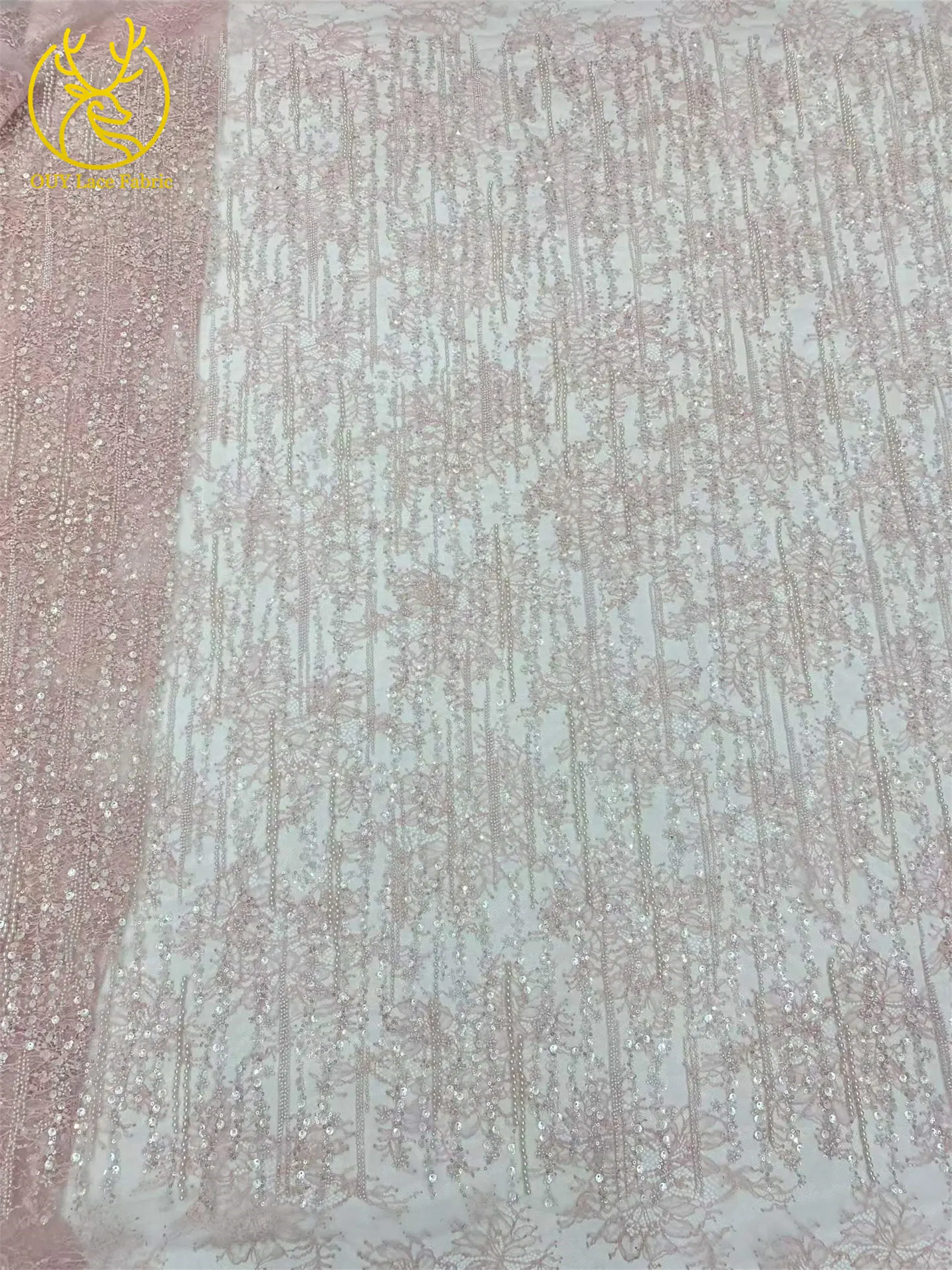 Afrikanischer Spitzenstoff, hochwertige französische Stickerei, Perlen, Pailletten, Tüll, Netzspitze für Frauen, Hochzeitskleid, Nähzubehör, 5 Yards – Detail 6