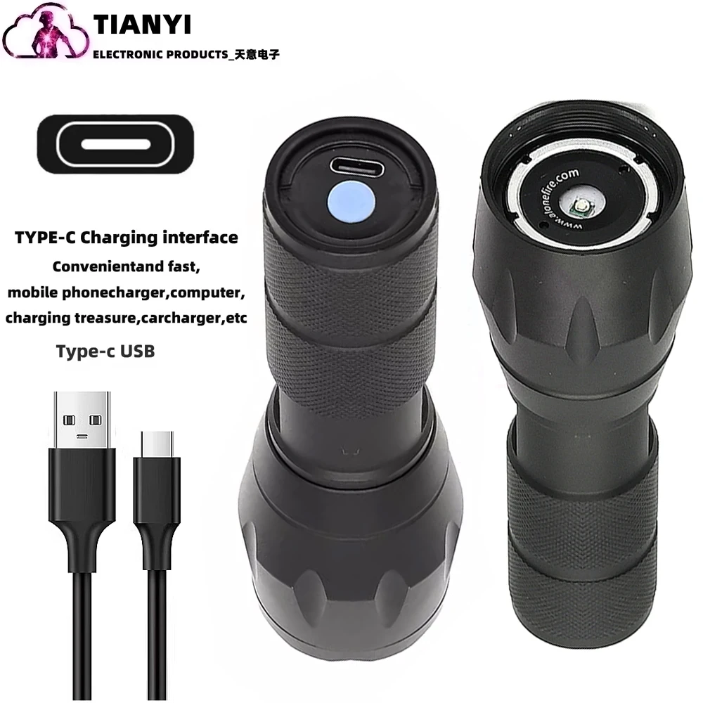 Flashlight Green Light,Green Flashlight Hunting USB Rechargeable Type-c, Outdoors Zoom Green Tactical Flashlight