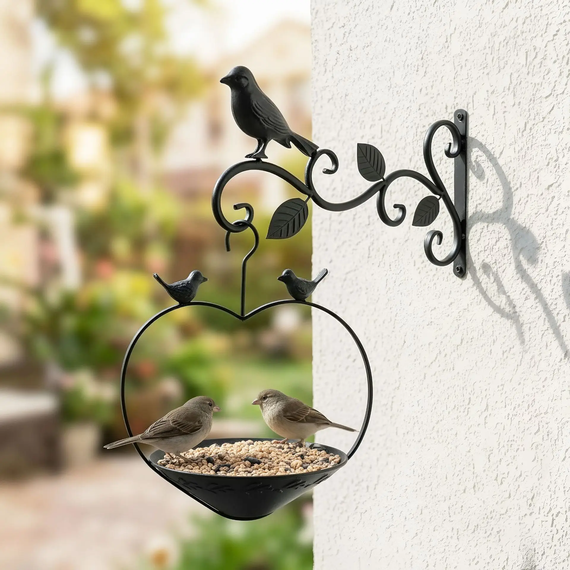 Retro wrought iron outdoor wall-mounted bird feeder garden ornament decorative garden gardening grocery hanging piece