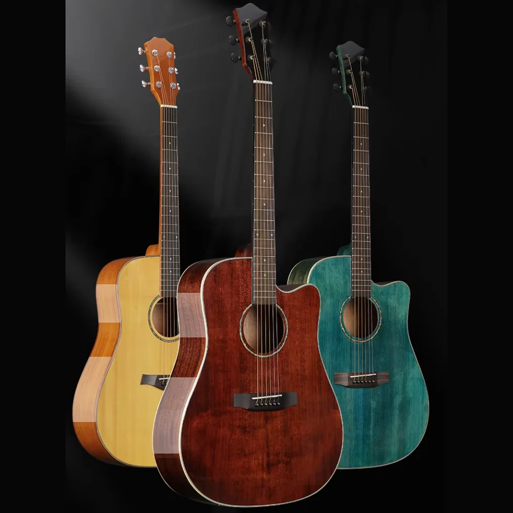41-Inch Acoustic Guitar with 6 Strings Spruce Solidwood Beginner's Good Quality Factory Direct Sales OEM Accepted