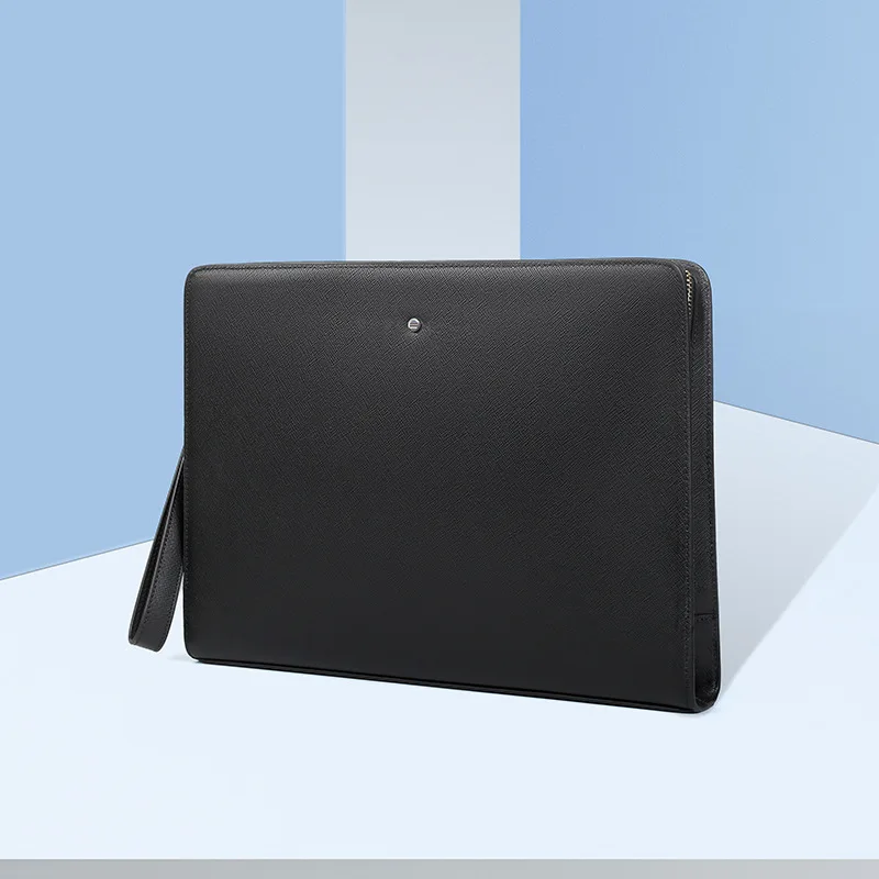 محفظة جلدية جديدة للرجال، حقيبة محمولة باليد ذات سعة كبيرة، حقيبة مغلف عصرية وعصرية، حقيبة محمولة باليد لرجال الأعمال #4